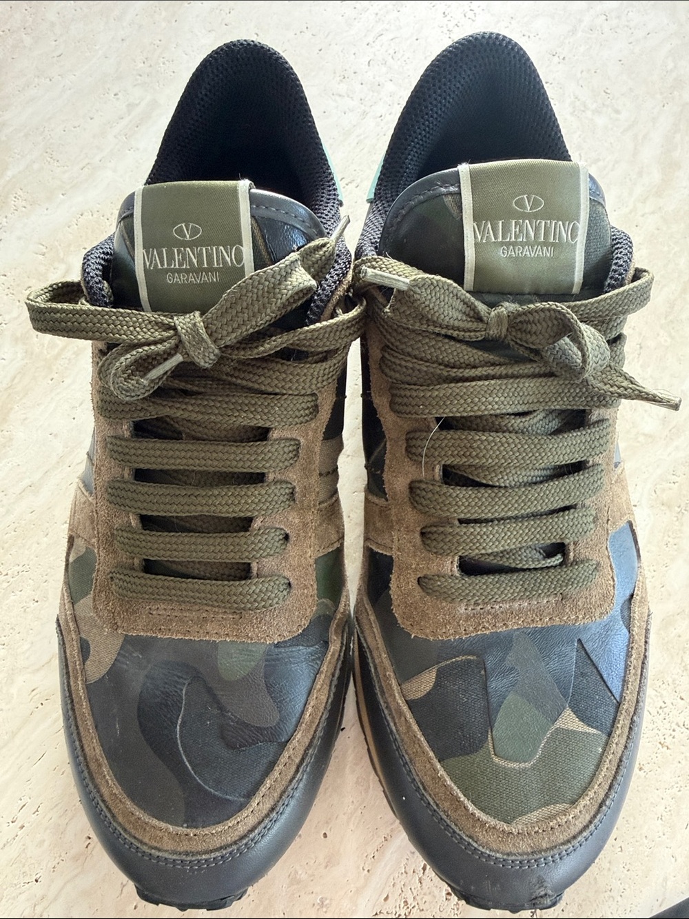 Valentino Garavani Men’s Green Camo Low-Top Sneakers